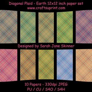 Diagonal Plaid 12x12 Paper Kit Earth Colours
