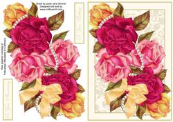Roses, Pearls and Bow Birthday & Anniversary A5 Card Front