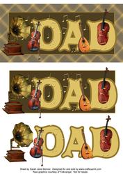 Dad Music Dl Card Front with Decoupage