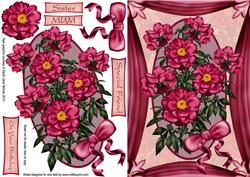 Pink Peony Card Front with Decoupage Layers