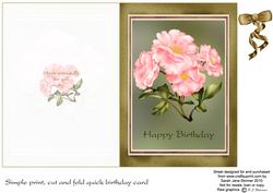 5 x 7 Inch Rose Card Front with Ribbon and Bow
