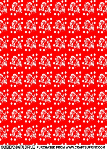 Pretty Polka Dots With Floral Swirl Pattern Backing Paper