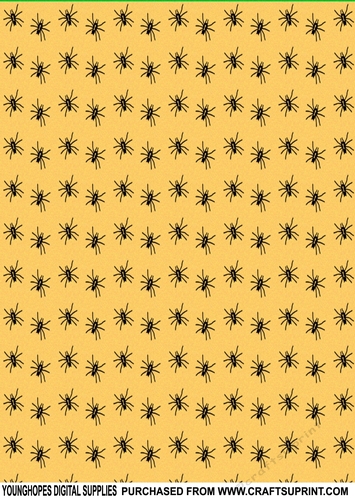 Halloween Spider Backing Paper in Yellow Background