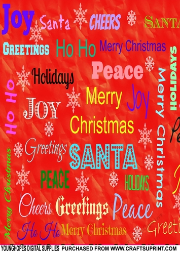 Christmas Wishes Greetings Words Backing Paper