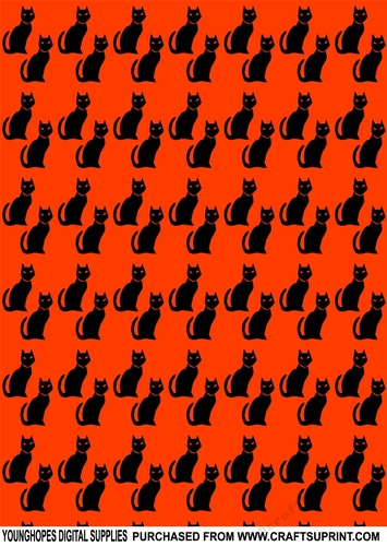 Creepy Black Cat Halloween Orange Background Printable Sheet