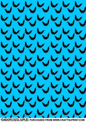 Halloween Bats Printable Blue Paper Sheet