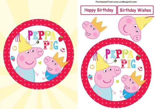Peppa Pig Birthday A5 Decoupage