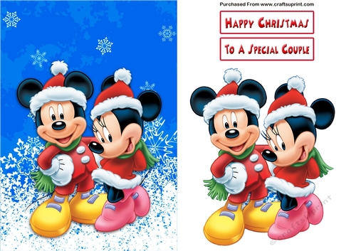 Mickey & Minnie Mouse Christmas A5 Decoupage 