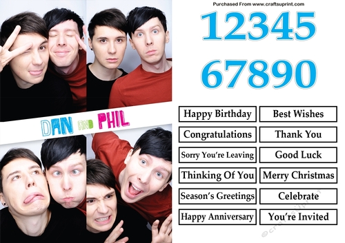 Dan and Phil You Tube A5 Quick Card