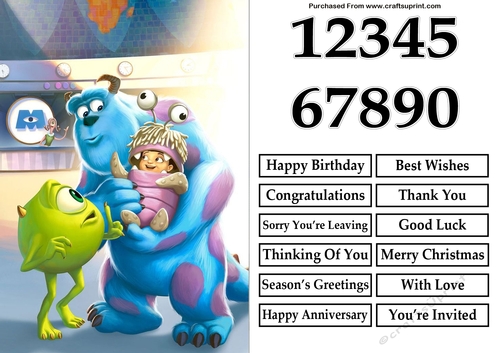 Monsters Inc 2 A5 Quick Card