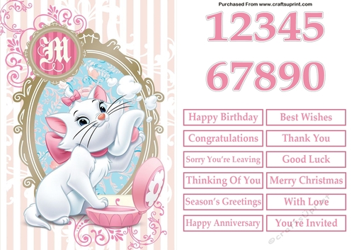 Marie Aristocats 2 A5 Quick Card