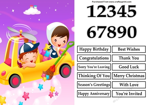 Boy and Girl in Flying Car A5 Quick Card