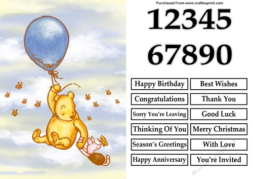 Vintage Winnie The Pooh and Piglet A5 Quick Card