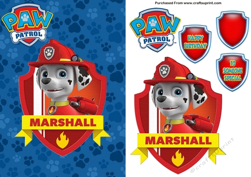 Paw Patrol Marshall Birthday A5 Decoupage