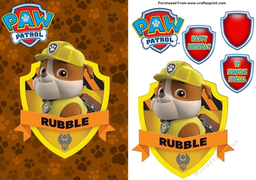 Paw Patrol Rubble Birthday A5 Decoupage