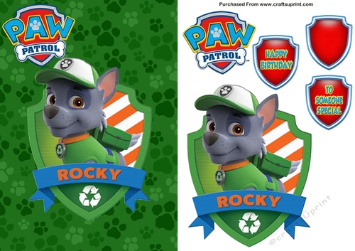 Paw Patrol Rocky Birthday A5 Decoupage