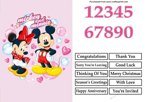 Mickey and Minnie Hearts A5 Quick Card