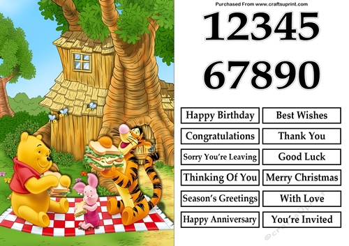 Winnie the Pooh Having a Picnic A5 Quick Card