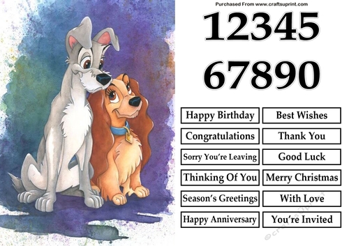 Lady and the Tramp Watercolour A5 Quick Card