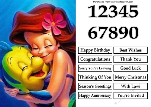 The little Mermaid and Flounder Hug A5 Quick Card