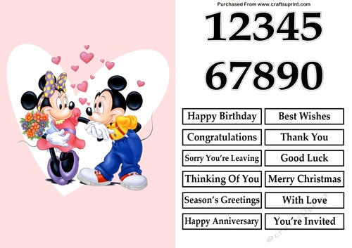 Mickey Mouse and Minnie in Love A5 Quick Card