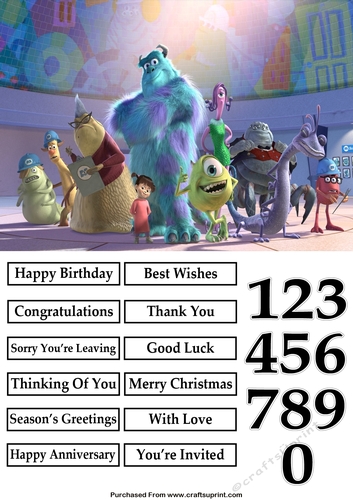 Monsters Inc 2 A5 Quick Card