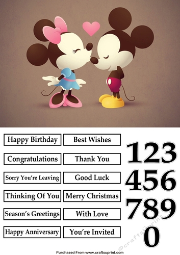 Minnie and Mickey Mouse in Love Quick Card