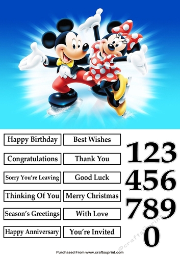 Mickey Mouse & Minnie Mouse Ice Skating Quick Card