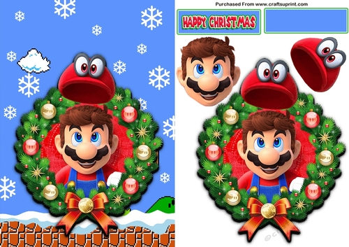 Super Mario Christmas Step By Step Card