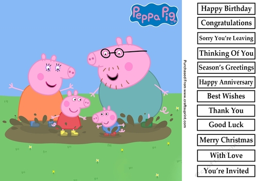 Peppa Pig 2 8x8 Birthday Card