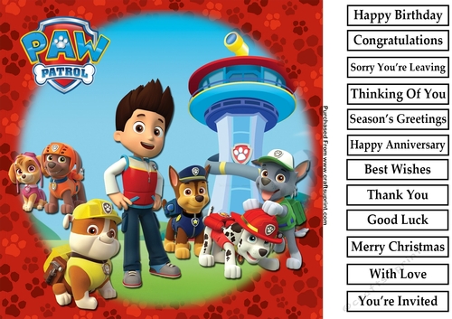 Paw Patrol 3 8x8 Quick Card