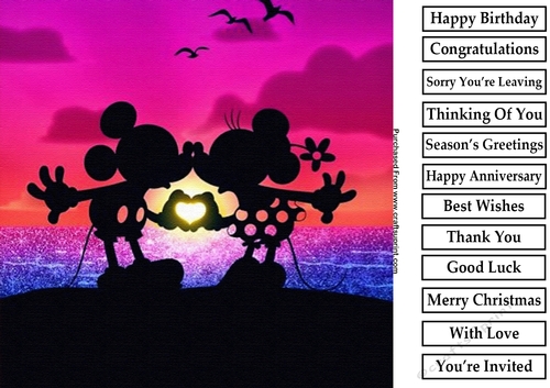 Mickey & Minnie Mouse Kiss 8x8 Quick Card