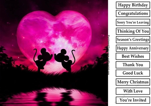 Mickey & Minnie Mouse Kiss 2 8x8 Quick Card