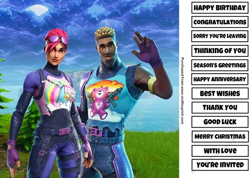 Fortnite 5 8x8 Quick Card Any Occasion