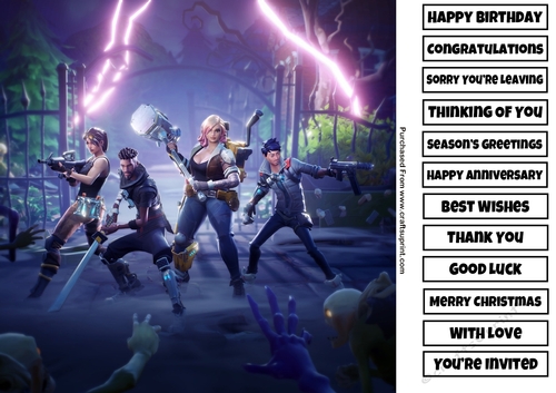 Fortnite 8 8x8 Quick Card Any Occasion