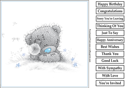 Tatty Teddy Dandelion 8x8 Quick Card