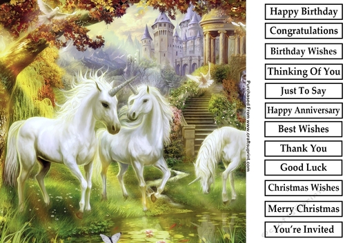 Fantasy Unicorn 3 8x8 Quick Card