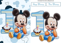Baby Mickey Mouse First Birthday A5 Decoupage