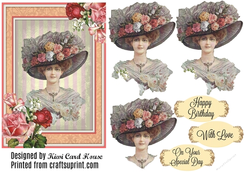 Victorian Hat Lady 02 Card Front