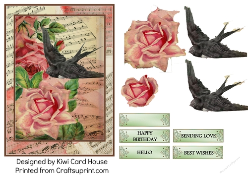 Rose Love Decoupage Cardfront