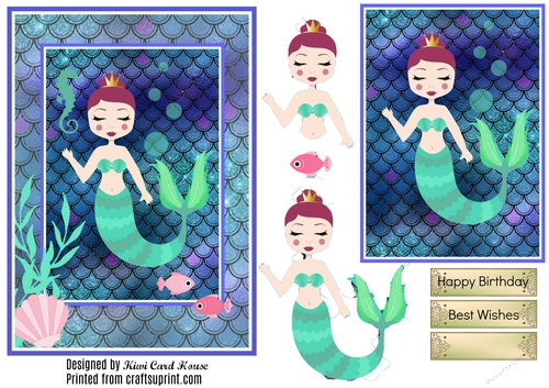 Decoupage Mermaid Card - Green
