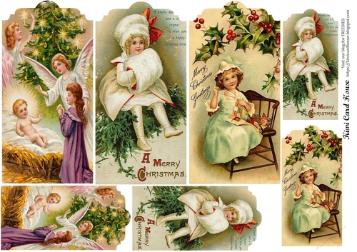 Victorian Children Christmas Tags