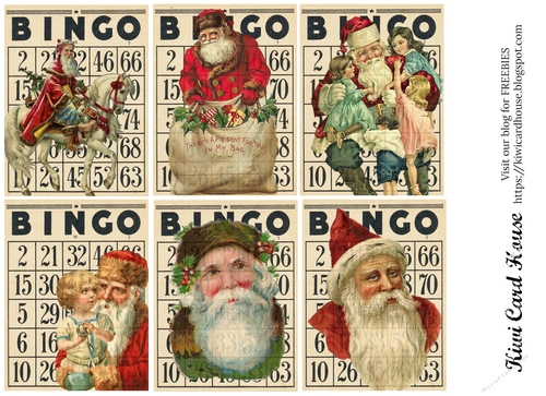 Vintage Santa Bingo Cards Collage Sheet