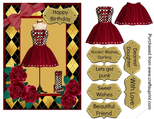 5x7 Punk Pretty - Red Dress Quick Card