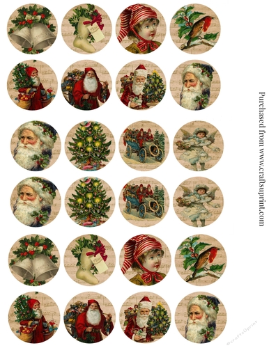 Vintage Christmas Circles Collage Sheet