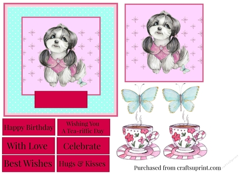 Cups & Pups Birthday Card