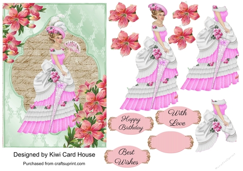 Victorian Lady Decoupage Card Front