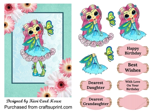Daisy Dolly Decoupage Card Front