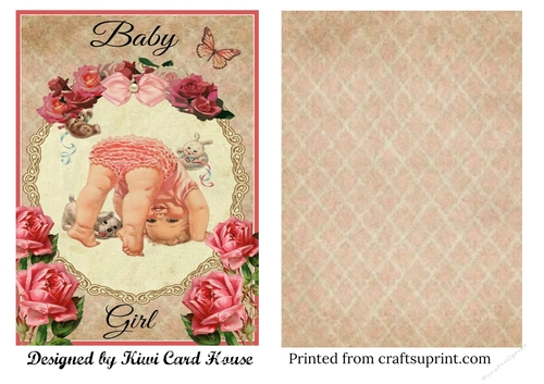 Vintage Baby Girl Card Front