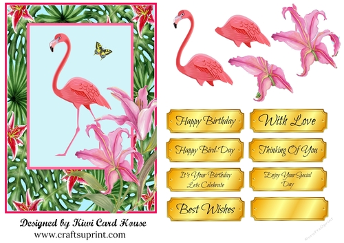  Flamingo Fever Decoupage Quick Card